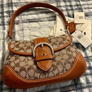 NWT COACH CRYSTAL JAQUARD SOHO Flap  BAG AMBER COLOR